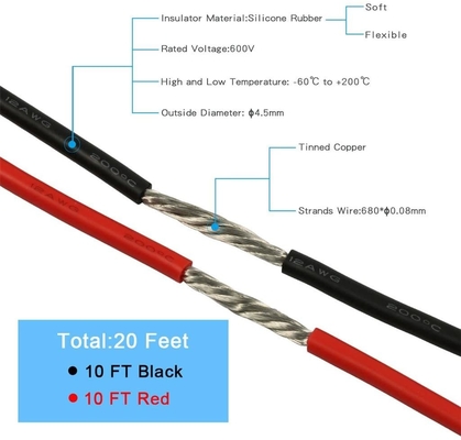 Super Soft Flexible 12AWG Silicone Wire Rubber Insulation Tinned Copper Wire